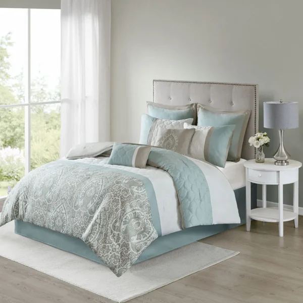 Queen 8 Piece Comforter Set Seafoam