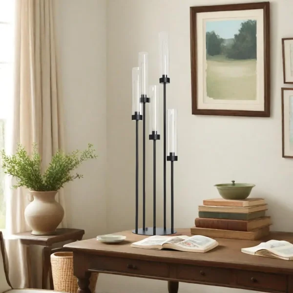 2PCS 39.8''Matte Black Candle Holder