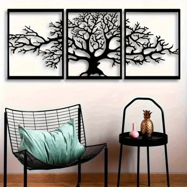 3pcs/Set Unique Tree Of Life Metal Wall Art Decor