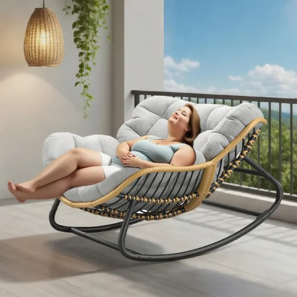 Oversized Wicker Egg Chair with Cushion