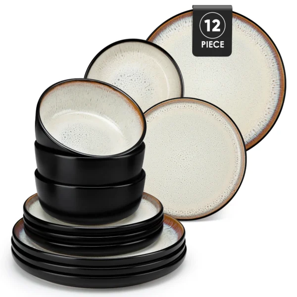 Ceramic Dinnerware Set Matte Black Stoneware