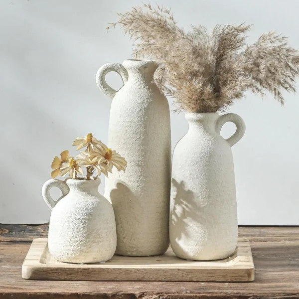 Ceramic Vase Set of 3 Rustic Farmhouse Vase